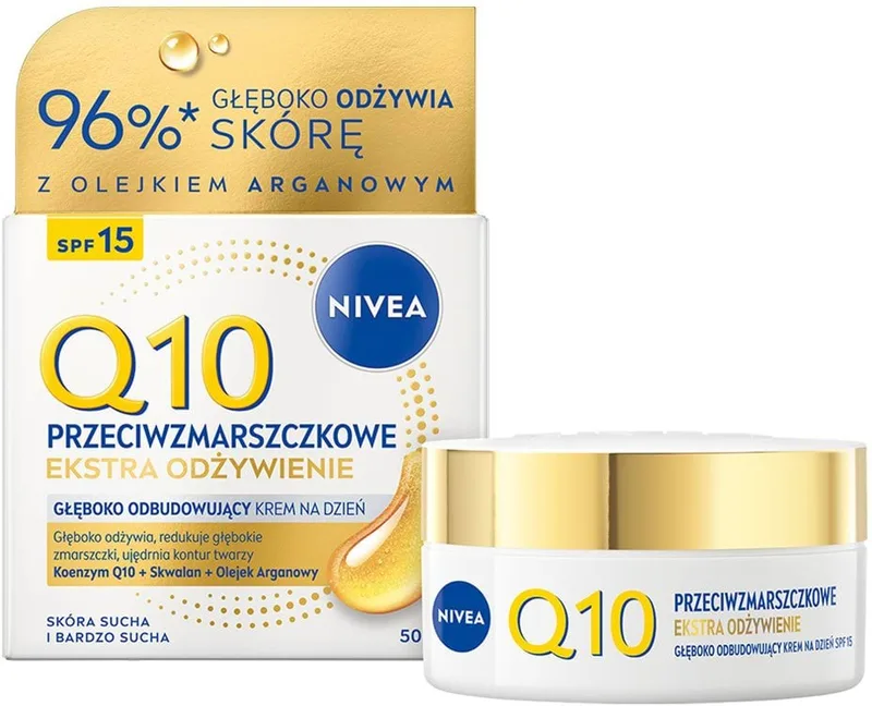 Крем денний NIVEA Q10 Інтенсивне живлення SPF15 проти зморщок відновлюючий 50 мл