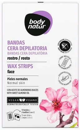 Body Natur воскові смужки для депіляції обличчя, 12 смужок+2 серветки