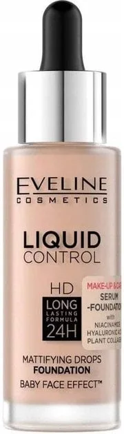Тональний крем для обличчя Eveline Liquid Control Hd матуючий 003 Ivory Beige 32 мл