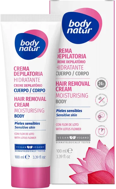 Body Natur крем для депіляції для чут.шкіри з екстрактом квітки лотоса, 100мл