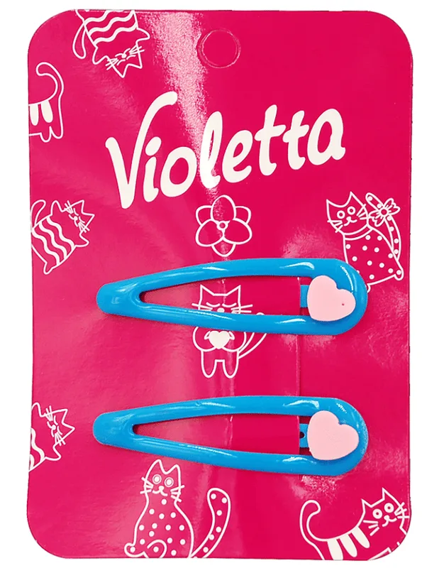 Дитячі заколки-хлопавки для волосся Violetta з рожевими серцями 2 шт