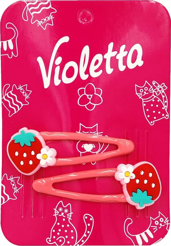 Заколки-хлопавки Violetta дитячі для волосся полунички 2 шт