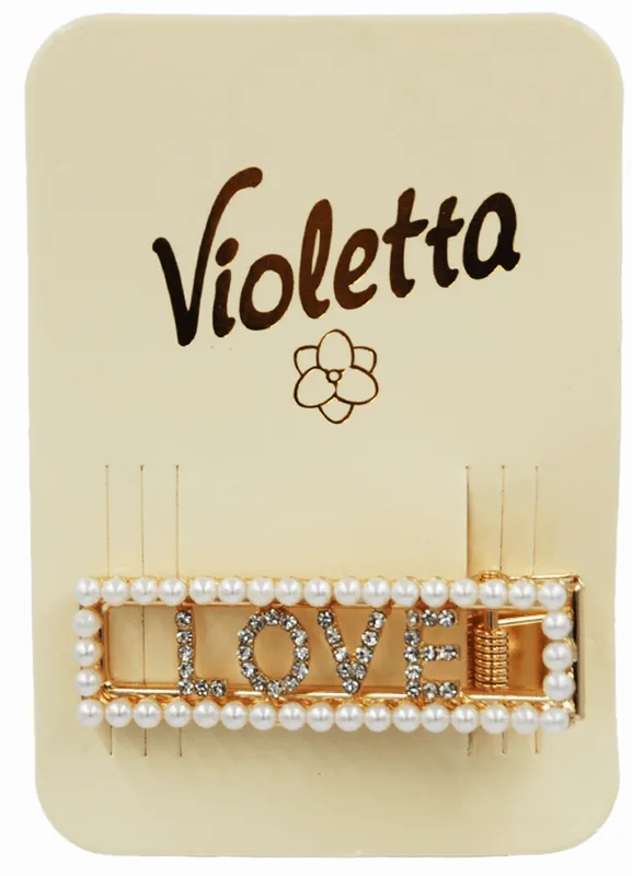 Затиск для волосся Violetta col. артикул (CH-WNT-24-98) з перлинами 1 шт.