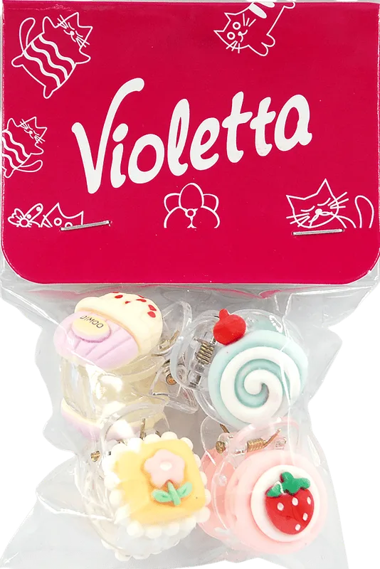 Крабики для волосся дитячі Violetta Тістечка 4 шт