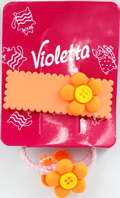 Дитячий набір шпильок для волосся Violetta яскравих з квіточками 1 шт