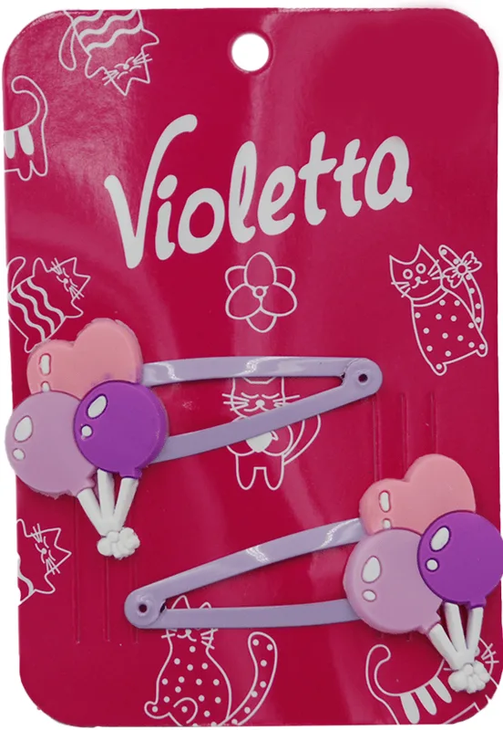 Дитячі заколки-хлопавки для волосся Violetta з прикрасою 2 шт