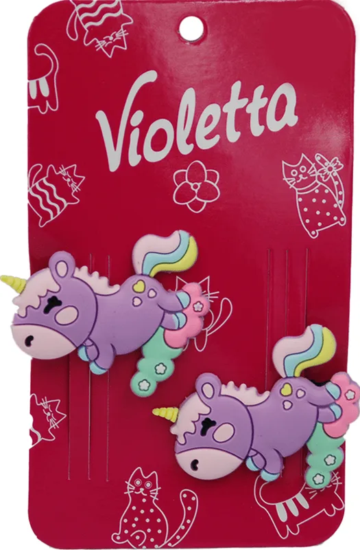 Заколки для волосся Violetta дитячі з єдинорогами 2 шт