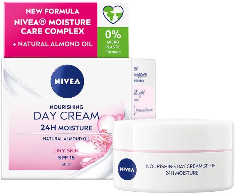 Денний крем NIVEA SPF 15 Інтенсивне зволоження 24 години живильний для сухої шкіри 50 мл