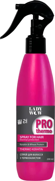 Спрей lady wow для догляду за волоссям з термозахистом збагачений кератином 200 мл