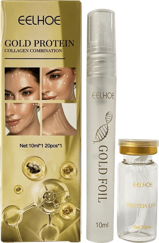Набір для шкіри обличчя Eelhoe gold protein ліфтинг та зміцнення (колагенові нитки 20 шт. + сироватка 10 мл) 1 шт.