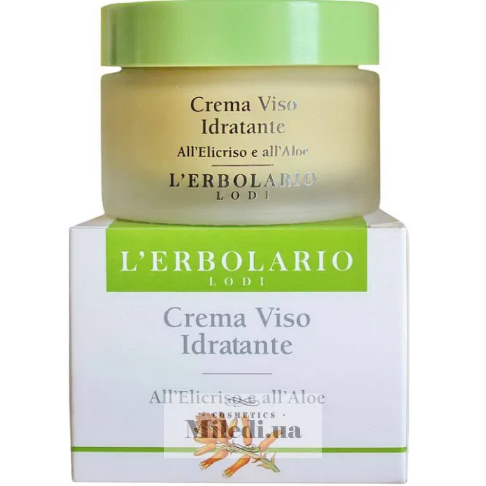 Крем зволожуючий з цмину і алое L`Erbolario Crema Viso idratante all`Elicriso e all`Aloe 50 мл