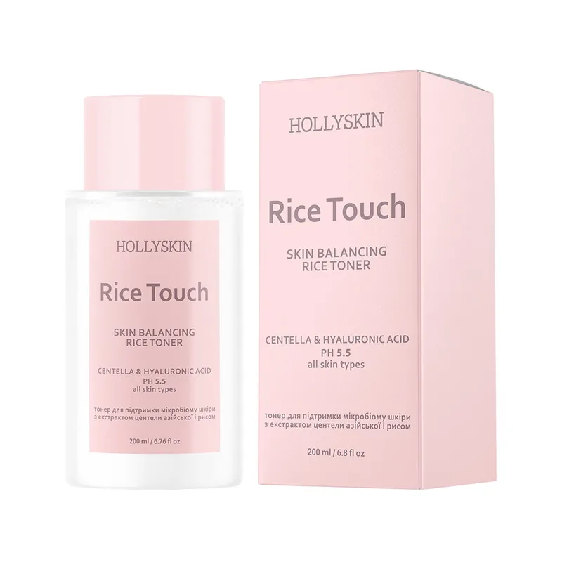 Тонер для підтримки мікробіому шкіри HOLLYSKIN Rice Touch з екстрактом центели азійської і рисом