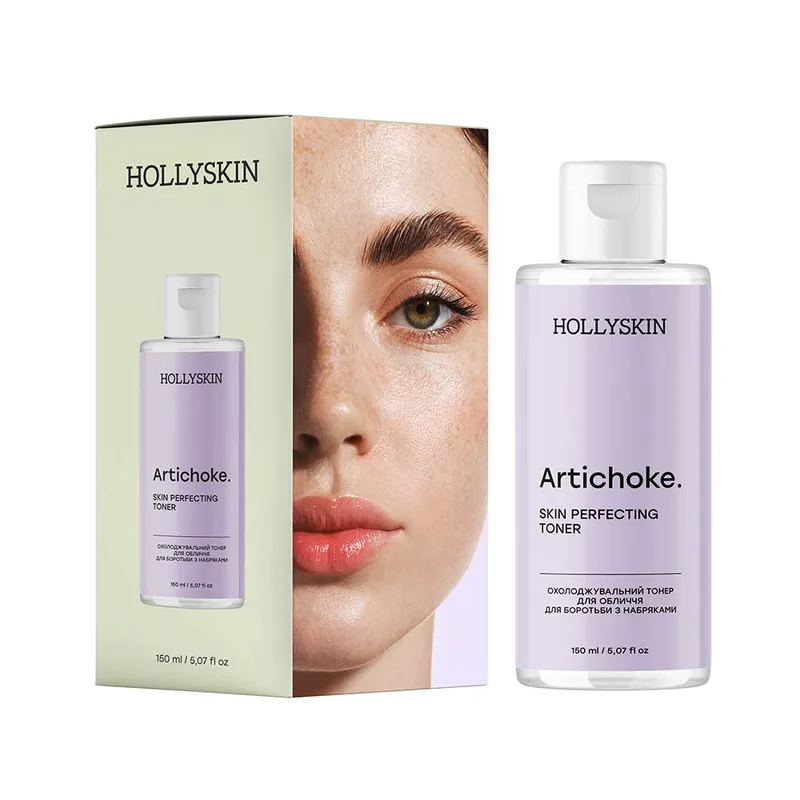 Охолоджувальний тонер для обличчя для боротьби з набряками Artichoke. Skin Rerfecting Toner,150 мл Hollyskin (285877993)
