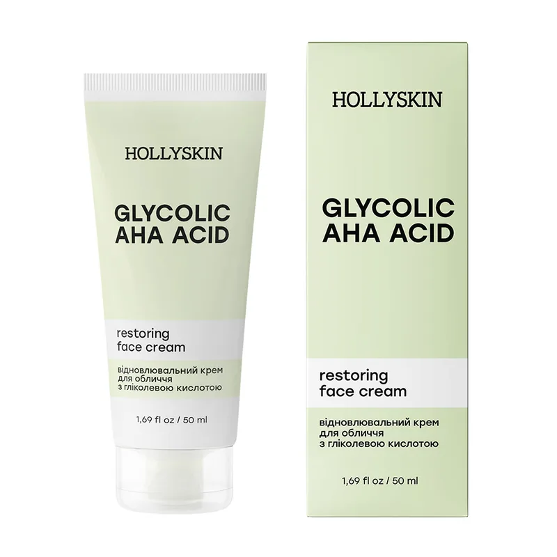 Відновлювальний крем для обличчя HOLLYSKIN Glycolic AHA Acid з гліколевою кислотою