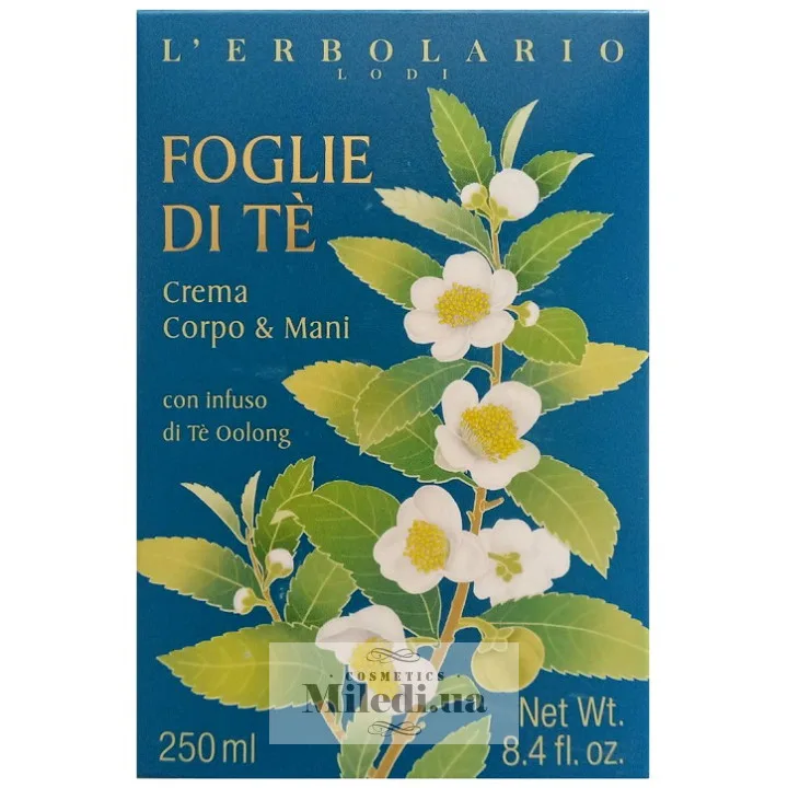 Парфумований крем для тіла і рук Листя мате L'Erbolario Crema Corpo & Mani Foglie di Te 250 мл