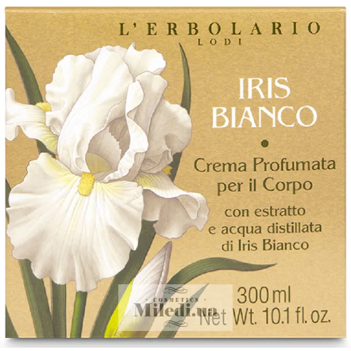 Парфумованний крем для тіла Білий ірис L`Erbolario Crema Profumata per il Corpo Iris Bianco 300 мл
