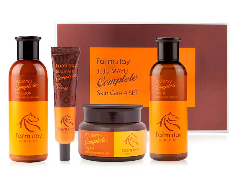 Набір засобів для обличчя з кінським жиром FarmStay Jeju Mayu Complete Skin Care 4 Set