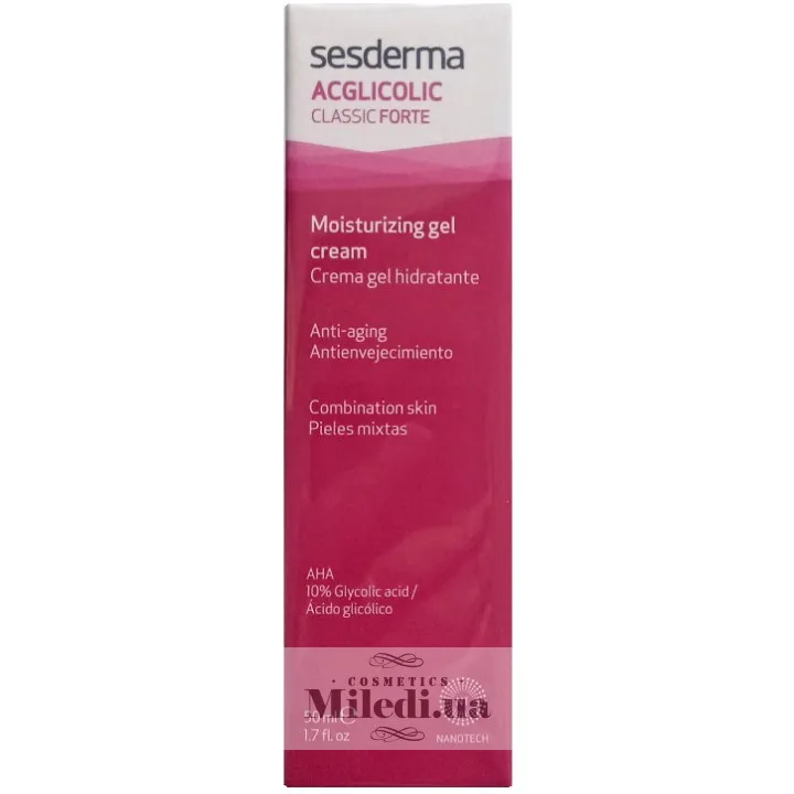 Крем-гель з 10% гліколевою кислотою Sesderma Laboratories Acglicolic Classic Forte Moisturizing Gel Cream 50 мл