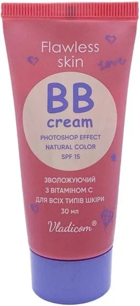 Крем для обличчя BB Владиком зволожувальний з вітаміном С для всіх типів шкіри SPF15 Flawless skin 30 мл