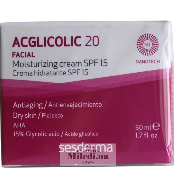 Зволожуючий крем з 15% гліколевою кислотою Sesderma Laboratories Acglicolic 20 Moisturizing Cream SPF15 50 мл
