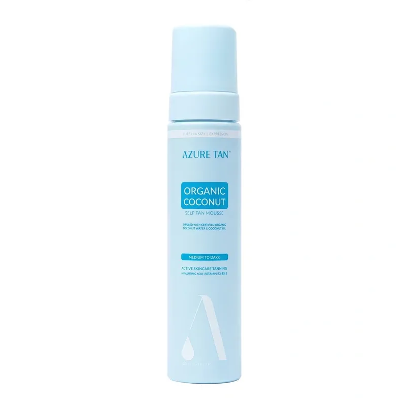 Azure Tan Organic Coconut Self Tan Mousse Medium to Dark пінка-автозасмага для тіла з кокосовою водою універсальна основа 200 мл