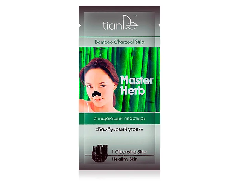 Очисний пластир для носа від чорних крапок «Бамбукове вугілля» TianDe Master Herb Bamboo Charcoal Strip, 1шт