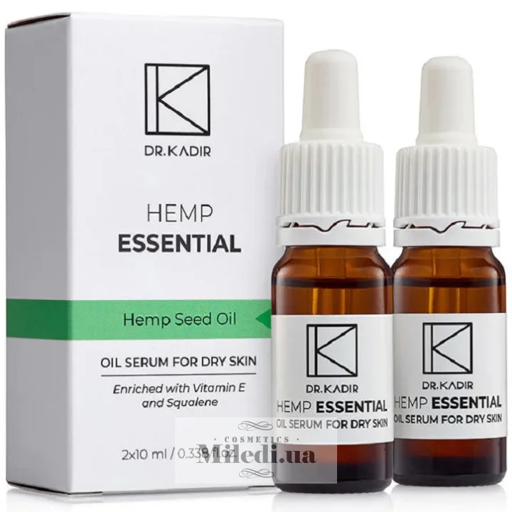 Масло-сироватка з екстрактом канабісу для сухої шкіри Dr. Kadir Hemp Essential Oil Serum, 2x10 мл