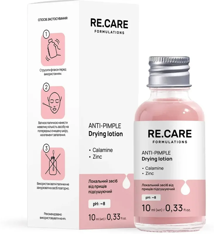 Засіб для обличчя RE.CARE Anti-Pimple Drying Lotion від прищів підсушувальний локальний 10 мл