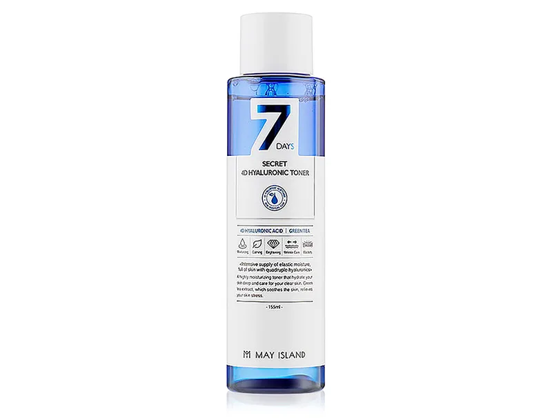 Тонер для обличчя з 4 видами гіалуронової кислоти May Island 7 Days Secret 4D Hyaluronic Toner, 155мл