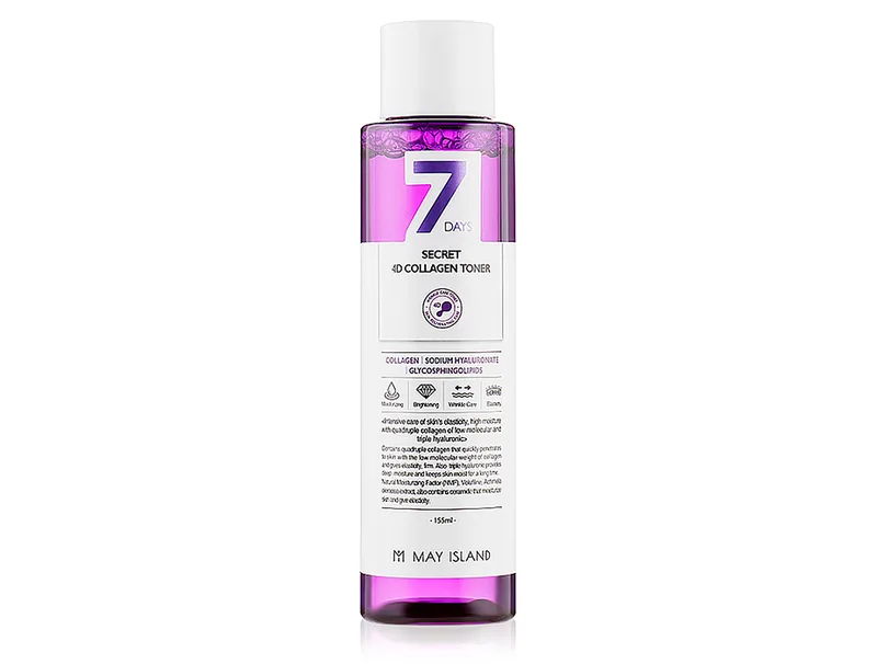 Тонер для обличчя з 4 видами колагену May Island 7 Days Secret 4D Collagen Toner, 155мл