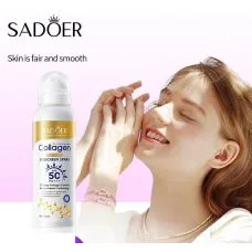 Сонцезахисний спрей SPF50+ PA+++ для обличчя й тіла SADOER Collagen Anti-Aging Whitening Sunscreen Spray (150 мл)