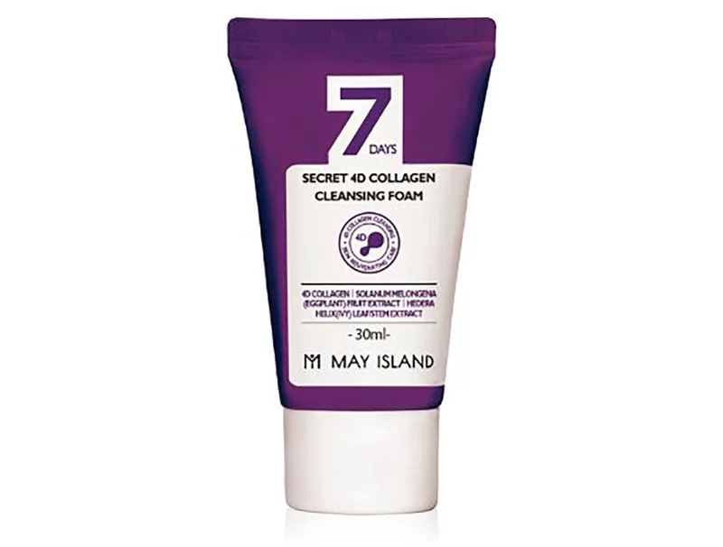 Очищаюча пінка для обличчя з 4 видами колагену May Island 7 Days Secret 4D Collagen Cleansing Foam, 30мл