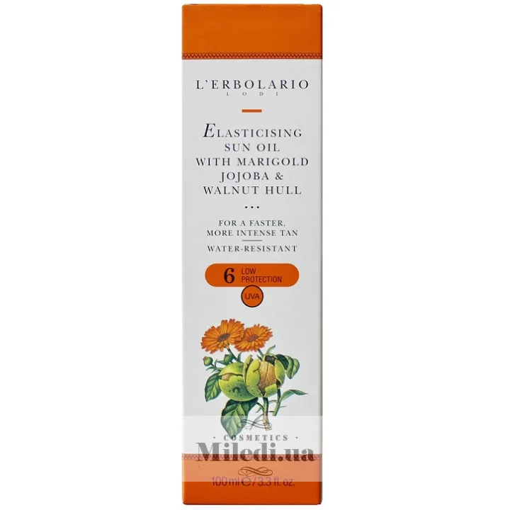 Олія для засмаги на основі календули та жожоба L`Erbolario Olio Solare Elasticizzante Calendula SPF6 100 мл