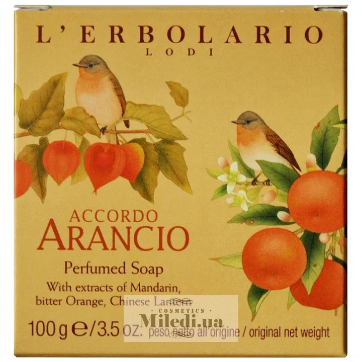 Парфумоване натуральне мило Фізаліс L`Erbolario Accordo Arancio Sapone Profumato 100 г