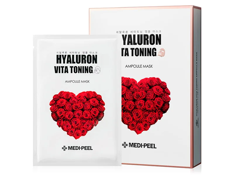 Тонізуюча пептидна маска для обличчя Medi-Peel Hyaluron Vita Toning Ampoule Mask, 10шт