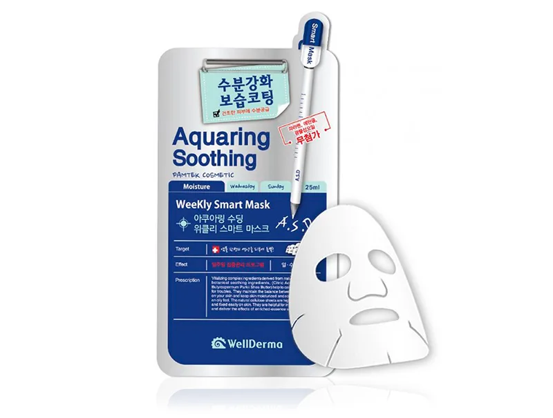 Зволожуюча тканинна маска для обличчя WellDerma Aquaring Soothing Weekly Smart Mask