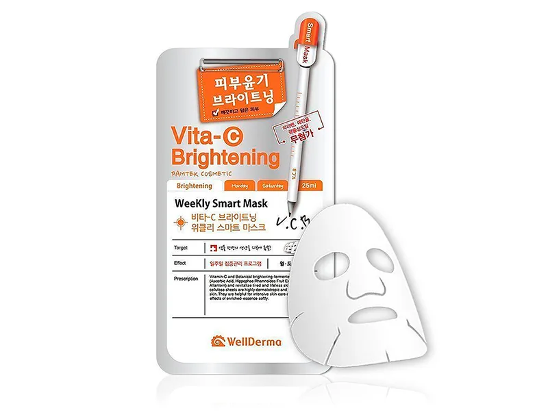 Тканинна маска для обличчя з вітаміном C WellDerma Vita-C Brightening Weekly Smart Mask