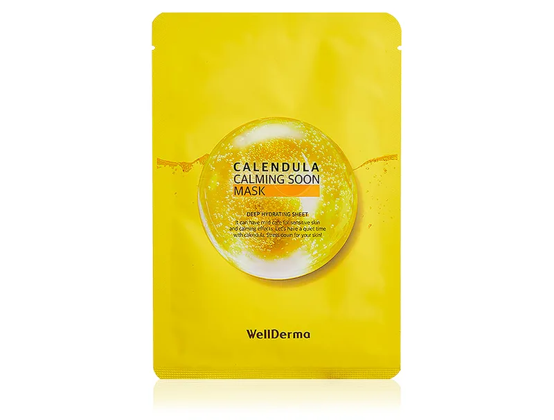 Заспокійлива маска для обличчя з екстрактом календули WellDerma Calendula Calming Soon Mask