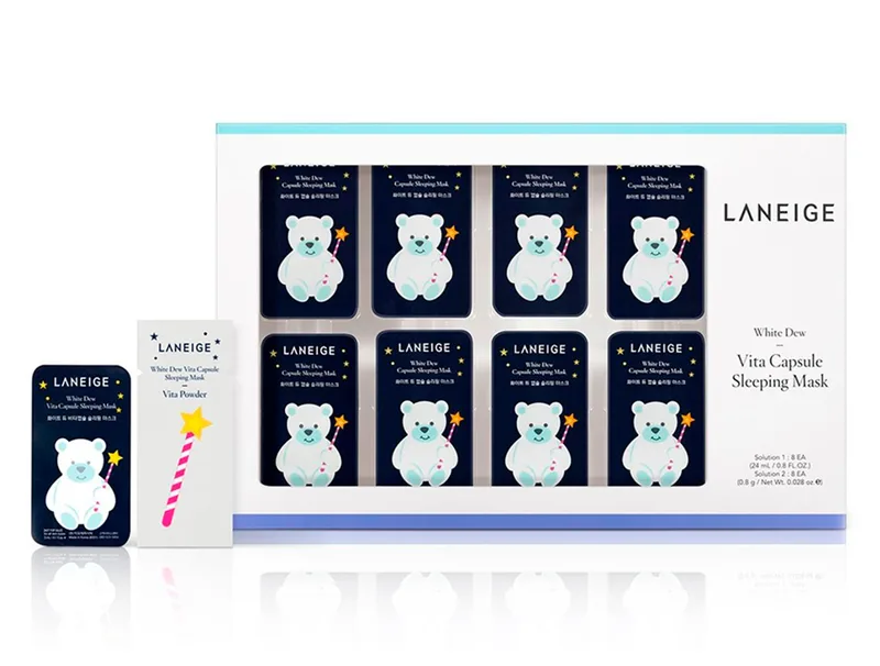 Набір відбілюючих нічних масок для обличчя Laneige White Dew Vita Capsule Sleeping Mask, 8шт по 3мл