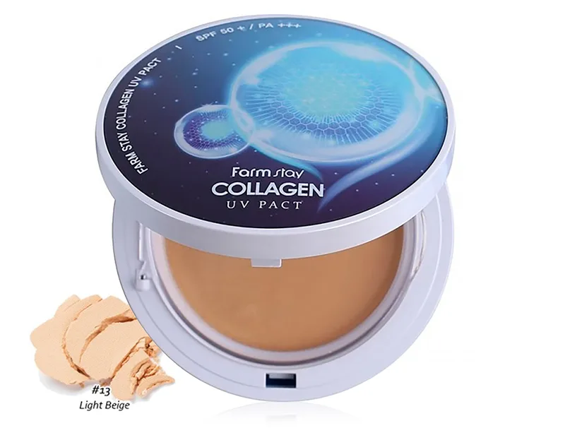 Компактна пудра з колагеном зі змінним блоком FarmStay Collagen UV Pact SPF 50+ PA+++ Light Beige №13, 2шт по 12г