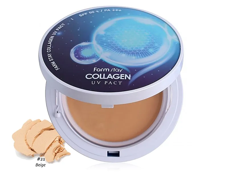 Компактна пудра з колагеном зі змінним блоком FarmStay Collagen UV Pact SPF 50+ PA+++