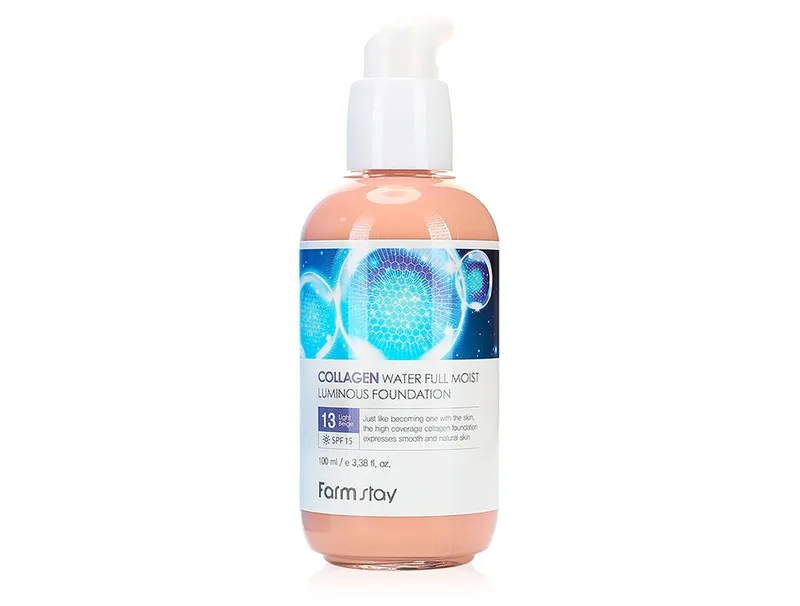 Тональний крем із колагеном FarmStay Collagen Water Full Moist Luminous Foundation SPF 15 Light Beige №13, 100мл