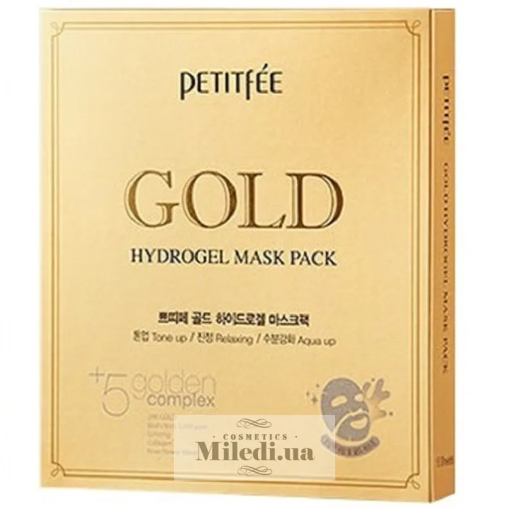 Гідрогелева маска з золотим комплексом для обличчя Petitfee Gold Hydrogel Mask Pack +5 Golden Complex 5 шт