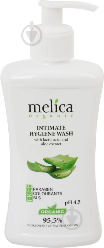 Засіб для інтимної гігієни Melica Organic з молочною кислотою та екстрактом алое 300 мл