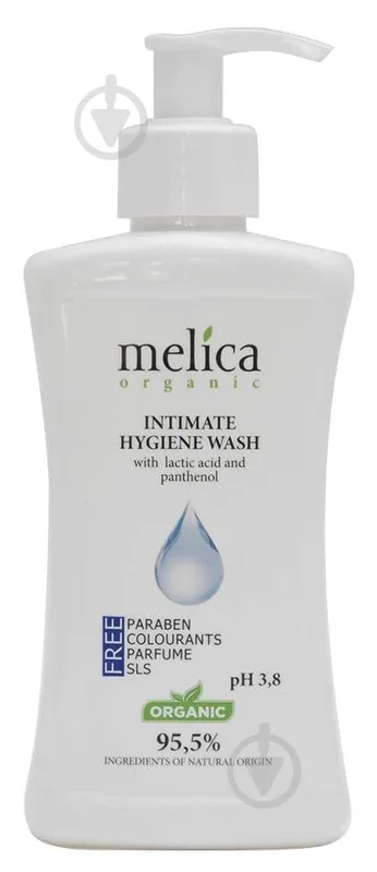Засіб для інтимної гігієни Melica Organic з молочною кислотою та пантенолом 300 мл