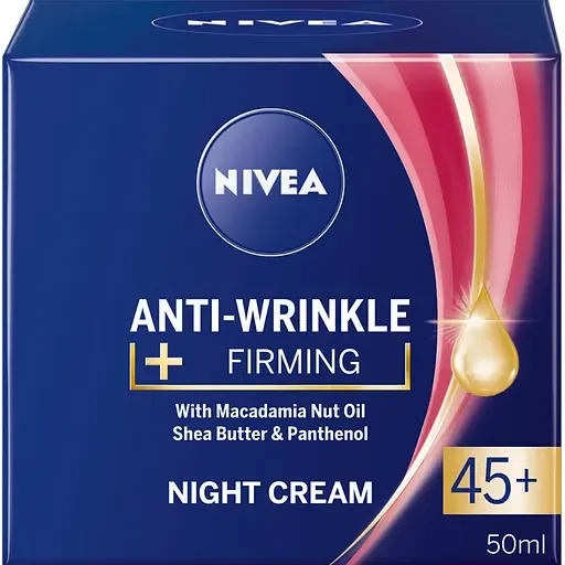 Нічний крем для обличчя NIVEA проти зморшків + пружність 45+ 50 мл