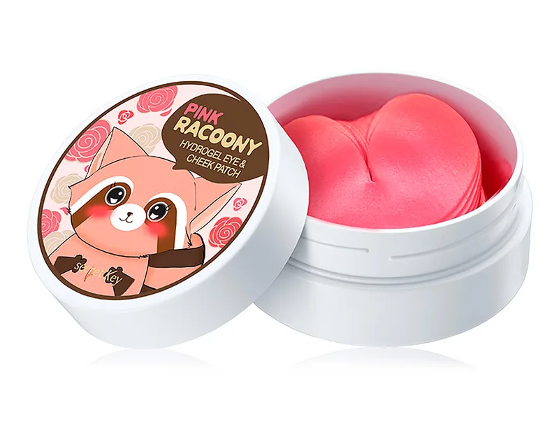 Гідрогелеві патчі під очі та для щік з трояндою Secret Key Pink Racoony Hydrogel Eye & Cheek Patch, 60шт