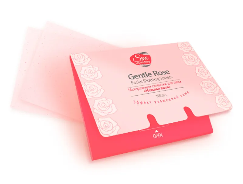 Серветки для обличчя «Ніжна троянда» EcoDeViva by TianDe Spa Technology Gentle Rose Facial Blotting Sheets, 100шт
