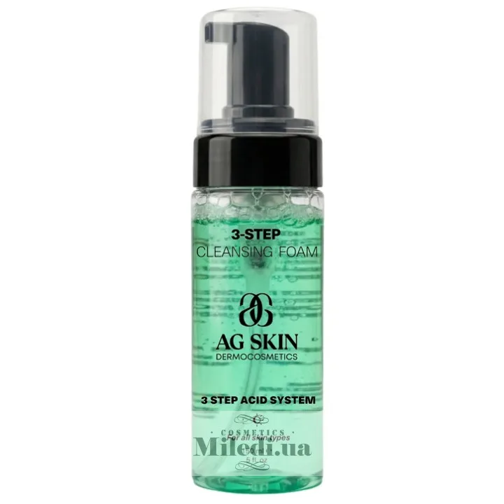 Кислотна пінка для очищення всіх типів шкіри AG SKIN 3-Step Cleansing Foam 150 мл