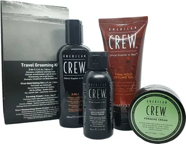 Набір для подорожей American Crew Travel Grooming Kit (shmp/100ml + gel/100ml + crm/50ml + crm/50ml + crm/50g)